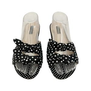 Eloquii Double Bow Slide Sandals Flat Slip On Black White Wide Width